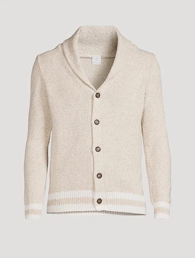 Melange Knit Shawl-Collar Cardigan
