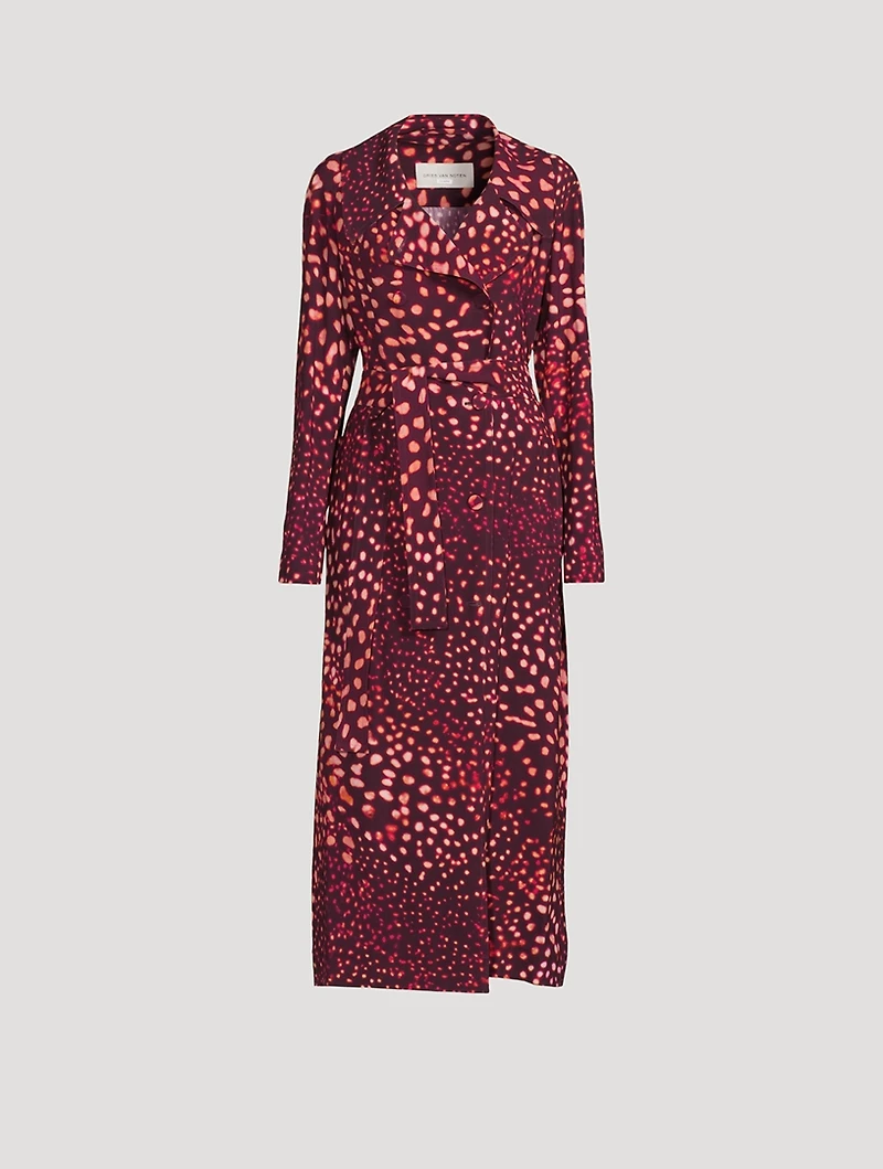 Rolana Trench Coat Abstract Spots Print