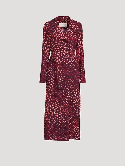 Rolana Trench Coat Abstract Spots Print