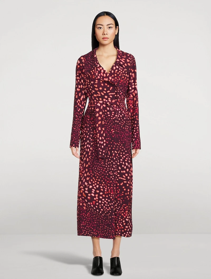 Rolana Trench Coat Abstract Spots Print