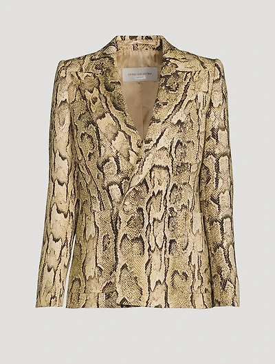 Beau Double-Breasted Blazer Snakeskin Print