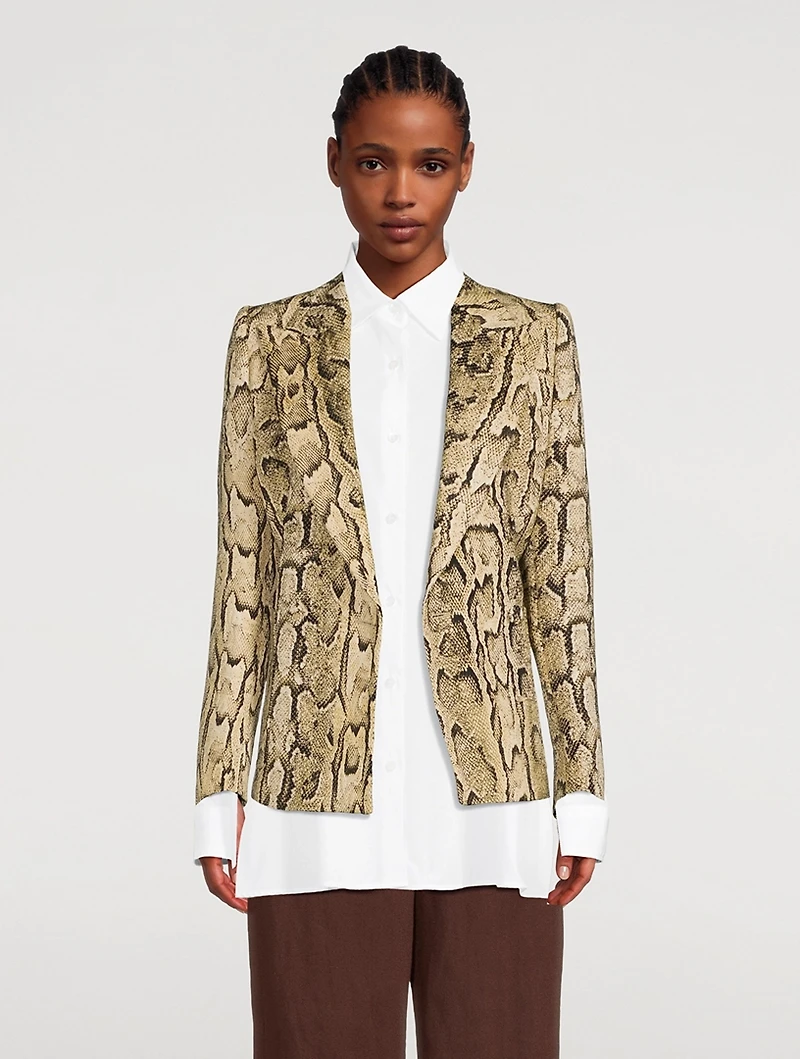 Beau Double-Breasted Blazer Snakeskin Print