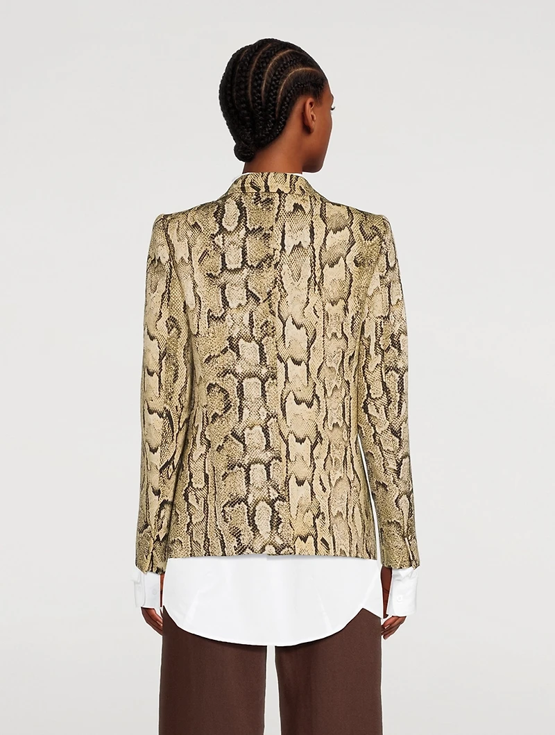 Beau Double-Breasted Blazer Snakeskin Print