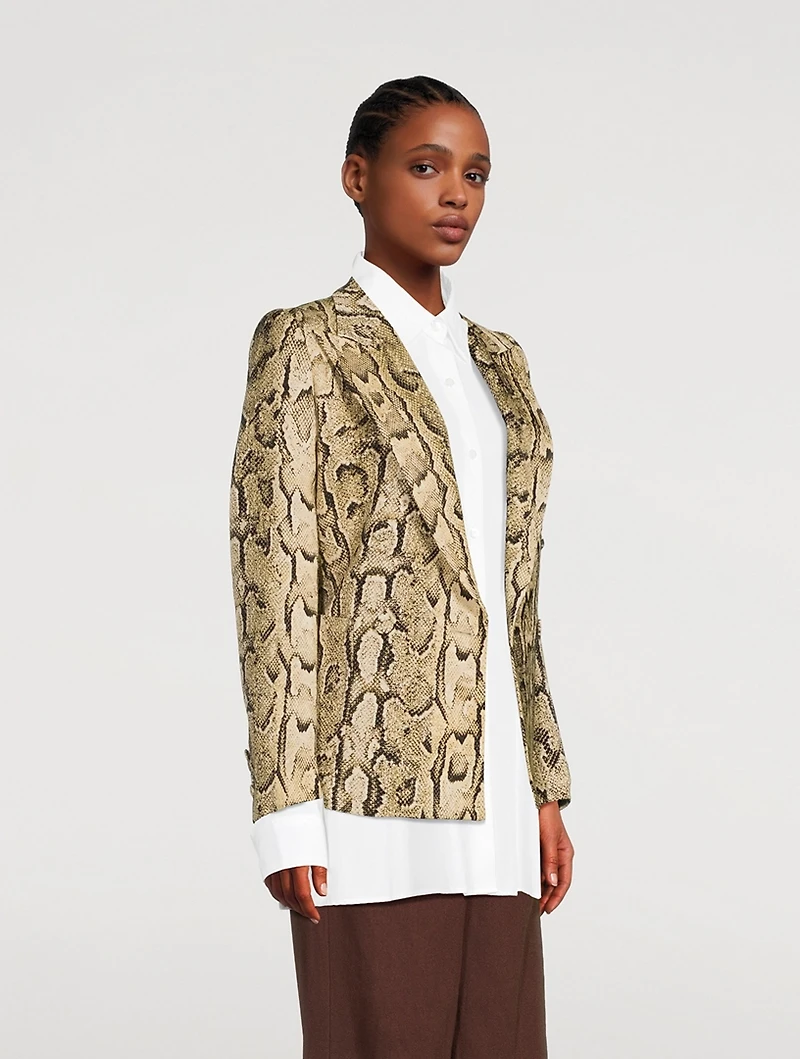 Beau Double-Breasted Blazer Snakeskin Print