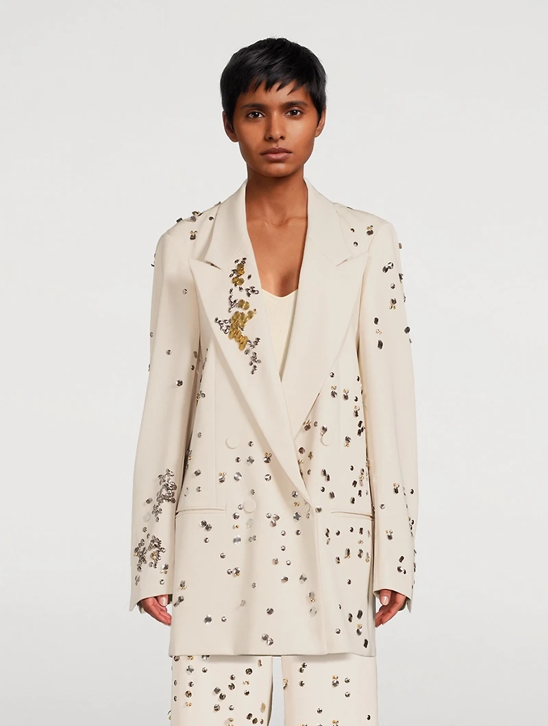 Blink Embellished Double-Breasted Wool Blazer