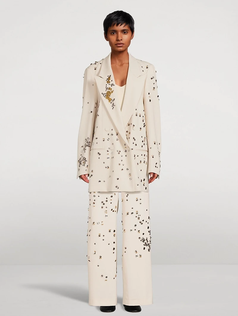 Blink Embellished Double-Breasted Wool Blazer