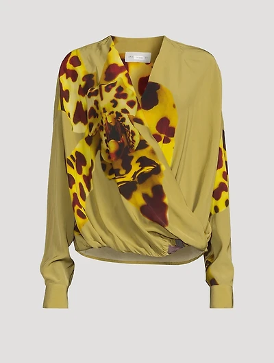 Camiel Wrap Blouse Orchid Print