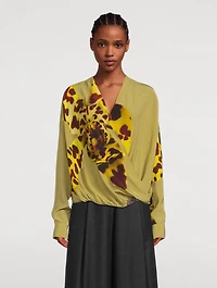 Camiel Wrap Blouse Orchid Print
