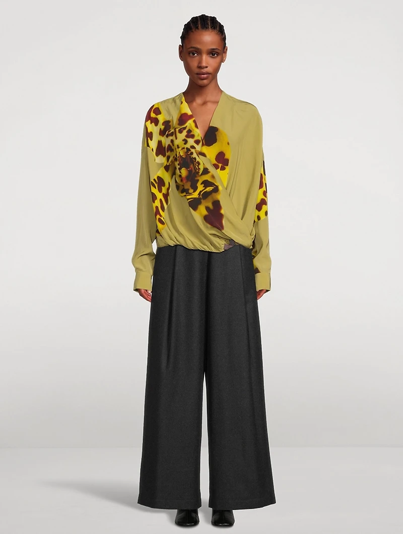 Camiel Wrap Blouse Orchid Print