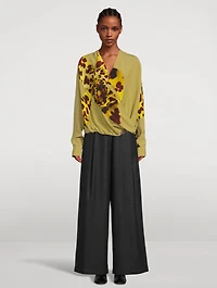 Camiel Wrap Blouse Orchid Print