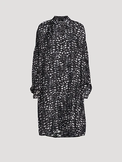 Dasia Printed Silk Shirt Dress