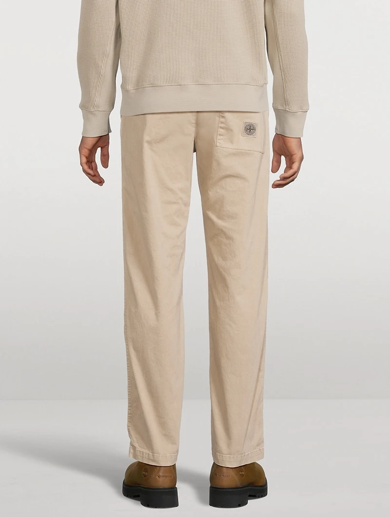 Stretch Cotton Straight-Leg Trousers