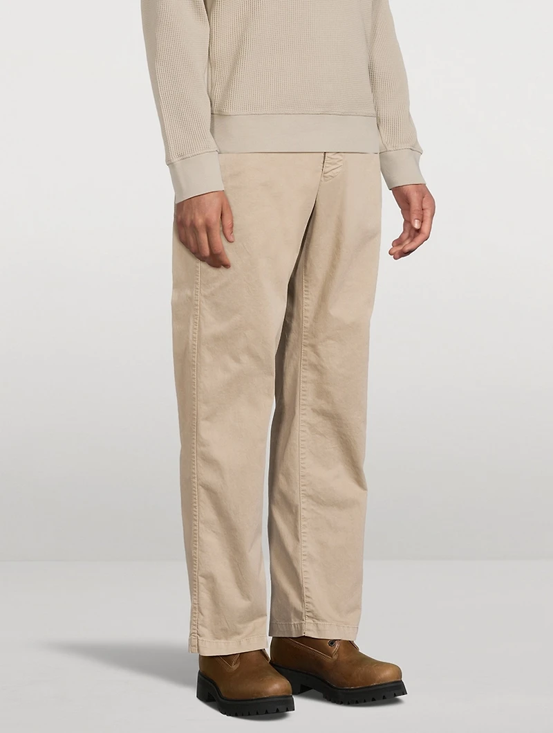 Stretch Cotton Straight-Leg Trousers