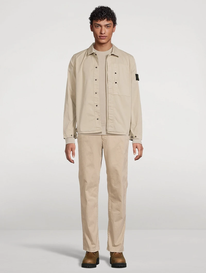 Stretch Cotton Straight-Leg Trousers