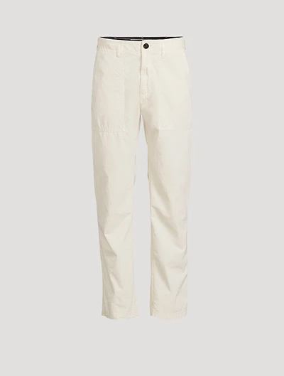 Cotton Canvas Straight-Leg Pants