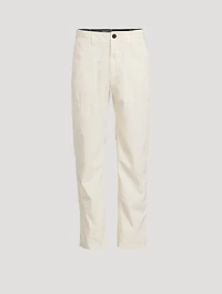 Cotton Canvas Straight-Leg Pants