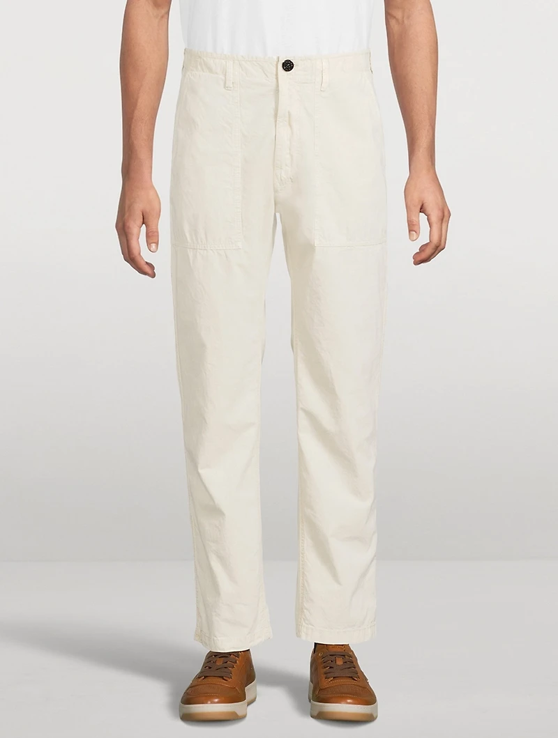 Cotton Canvas Straight-Leg Pants