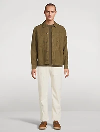 Cotton Canvas Straight-Leg Pants