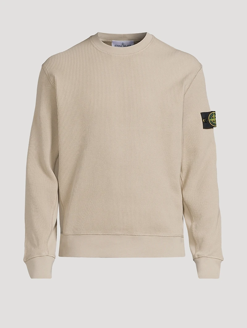 Waffle-Knit Crewneck Sweater