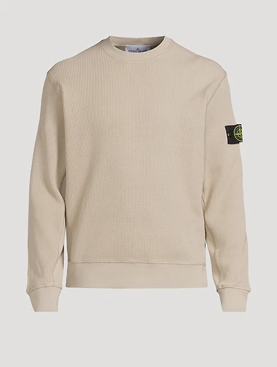 Waffle-Knit Crewneck Sweater