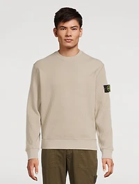 Waffle-Knit Crewneck Sweater