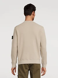 Waffle-Knit Crewneck Sweater