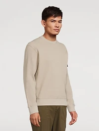Waffle-Knit Crewneck Sweater