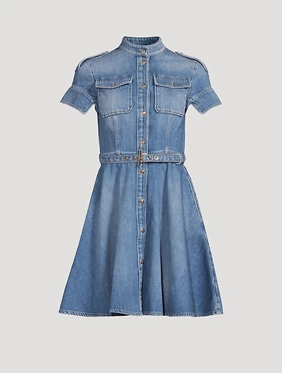 Belted Denim Mini Dress