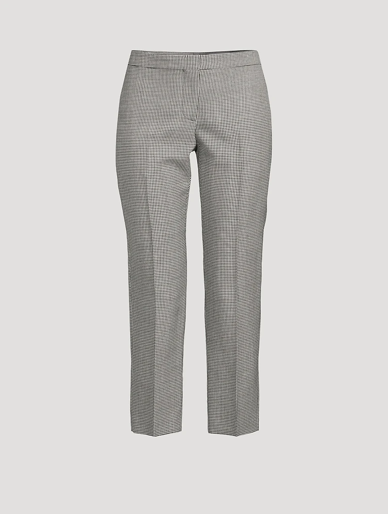 Houndstooth Wool Mohair Cigarette Trousers