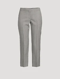 Houndstooth Wool Mohair Cigarette Trousers