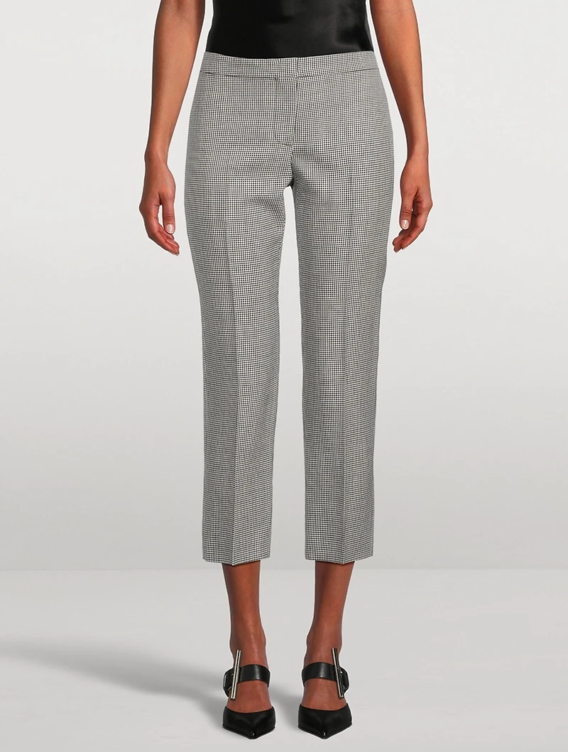Houndstooth Wool Mohair Cigarette Trousers
