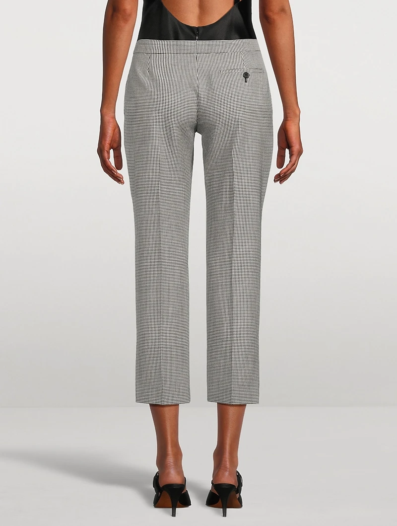 Houndstooth Wool Mohair Cigarette Trousers