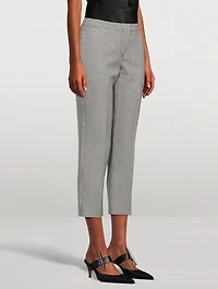 Houndstooth Wool Mohair Cigarette Trousers
