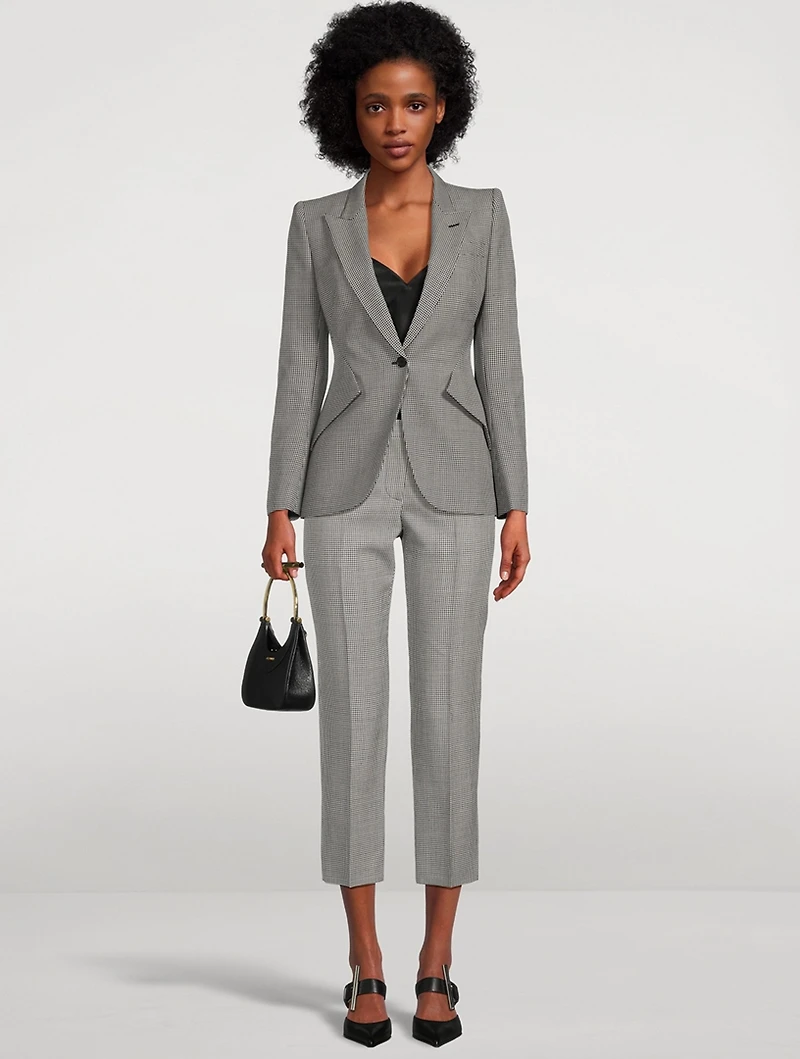 Houndstooth Wool Mohair Cigarette Trousers