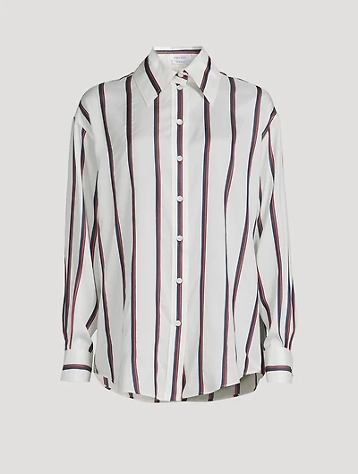 Silk Shirt Stripe Print