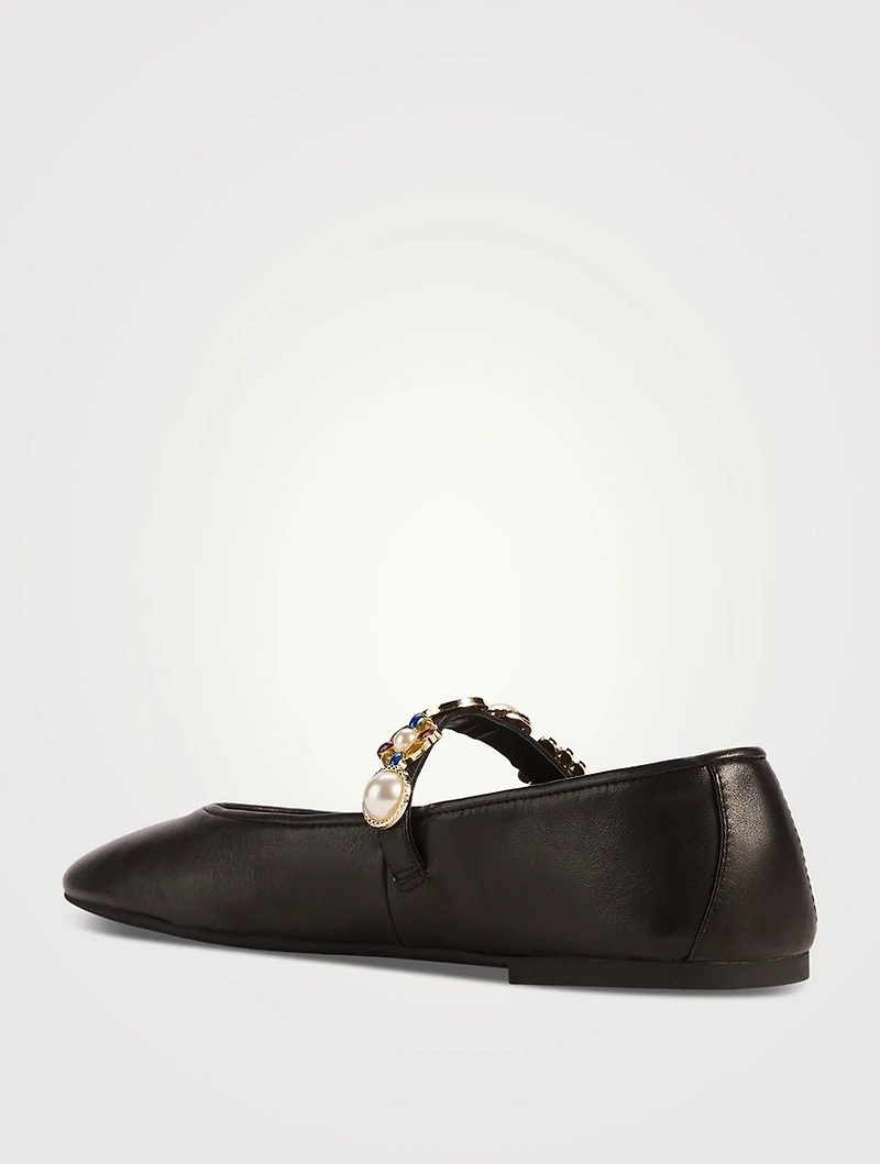 Amarissa Embellished Leather Mary Jane Ballet Flats