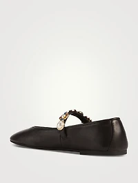 Amarissa Embellished Leather Mary Jane Ballet Flats