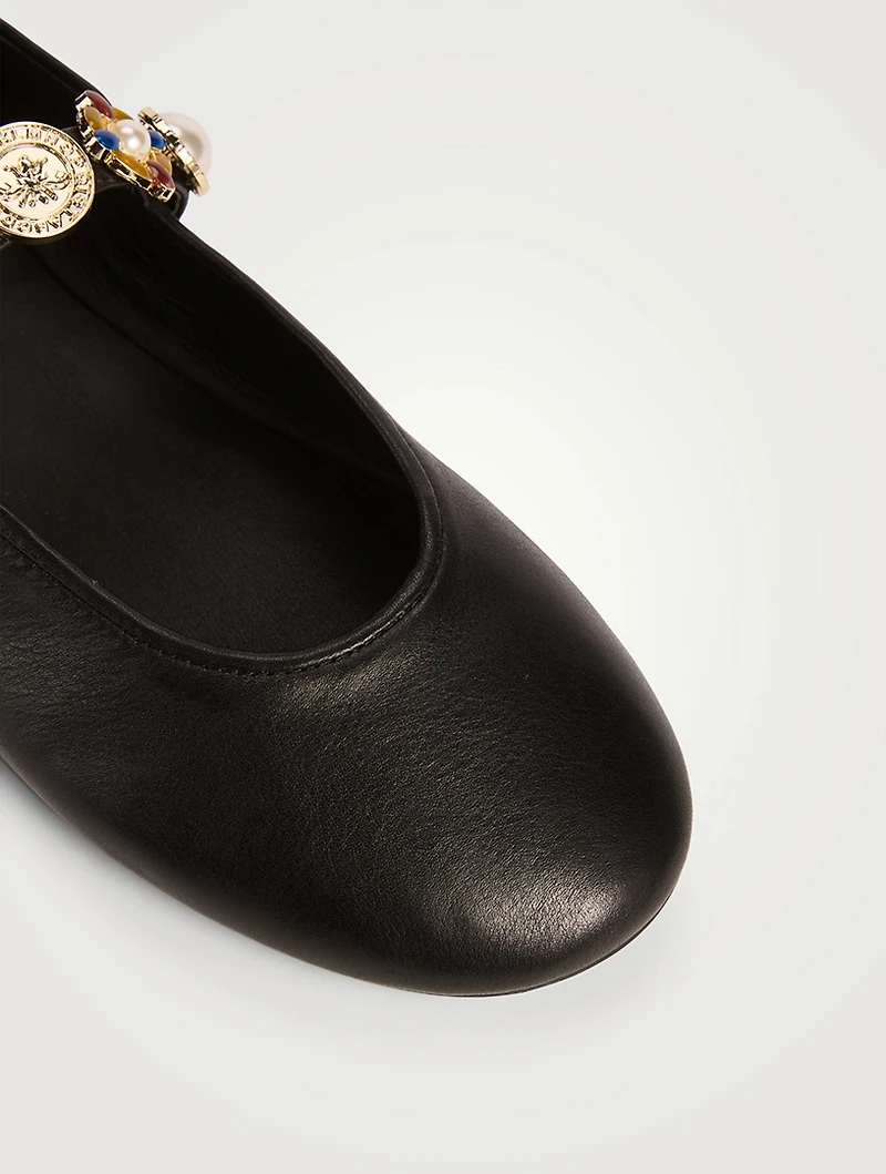 Amarissa Embellished Leather Mary Jane Ballet Flats