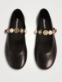 Amarissa Embellished Leather Mary Jane Ballet Flats