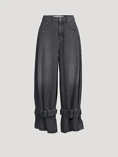 Wide-Leg Jeans With Buckled Cuffs