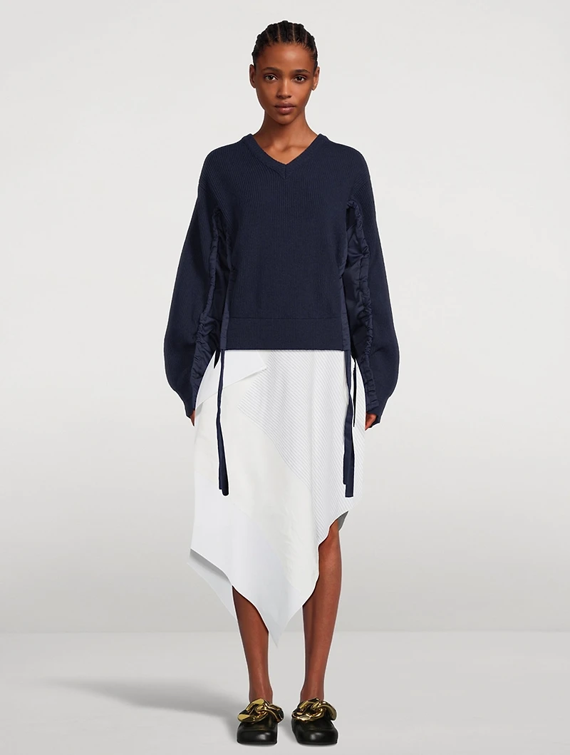 Asymmetric Patchwork Midi Skirt