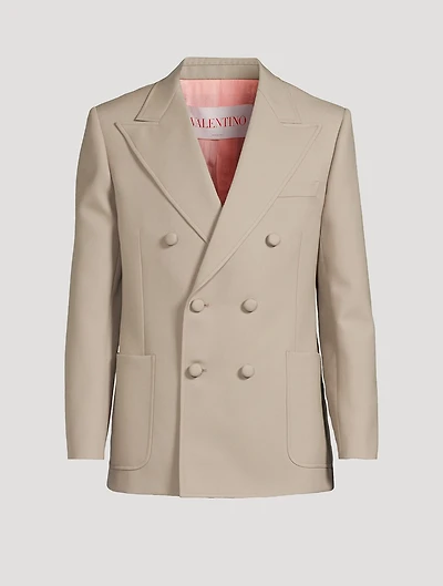 Wool Gabardine Double-Breasted Jacket