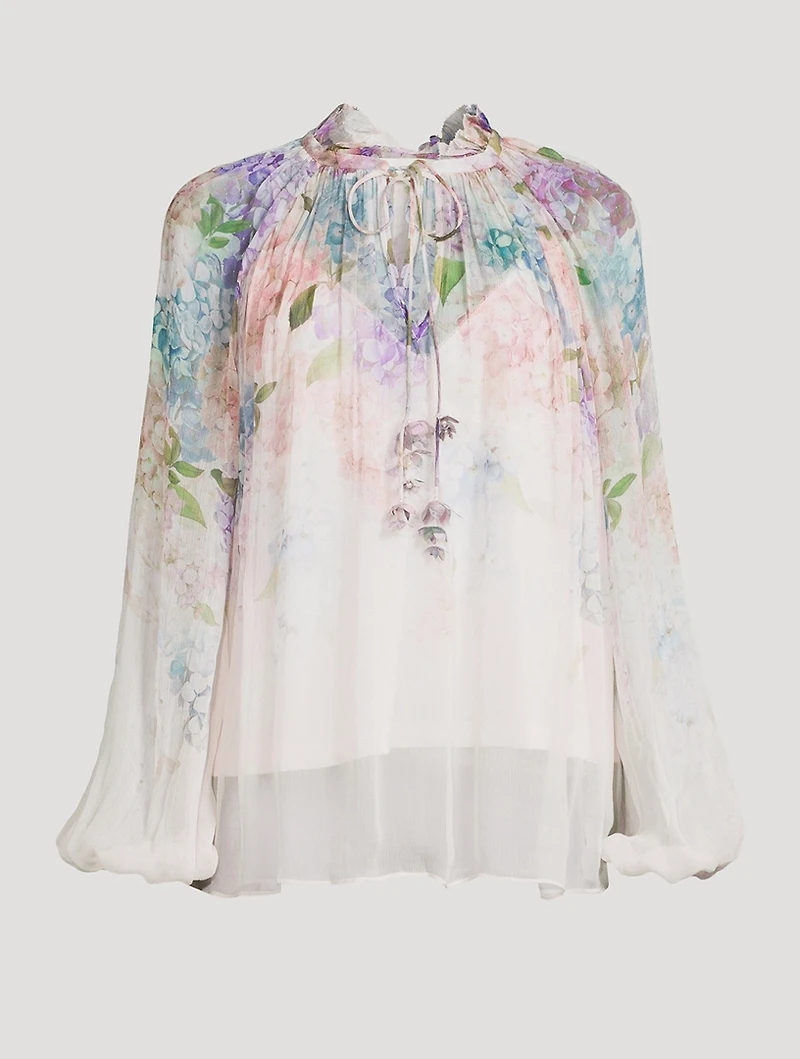 Dawning Puff-Sleeve Blouse Floral Print