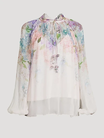 Dawning Puff-Sleeve Blouse Floral Print