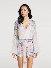 Dawning Puff-Sleeve Blouse Floral Print