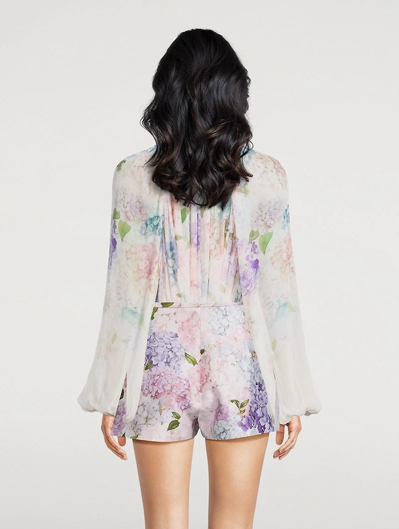 Dawning Puff-Sleeve Blouse Floral Print