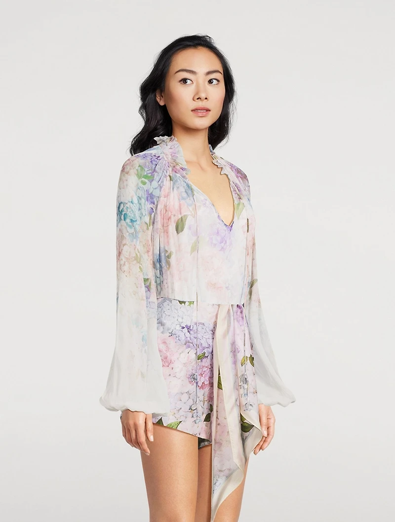 Dawning Puff-Sleeve Blouse Floral Print