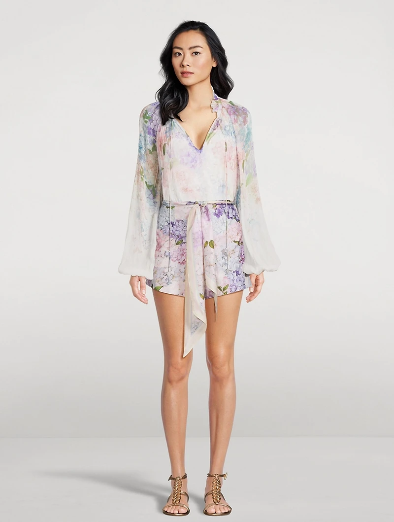 Dawning Puff-Sleeve Blouse Floral Print