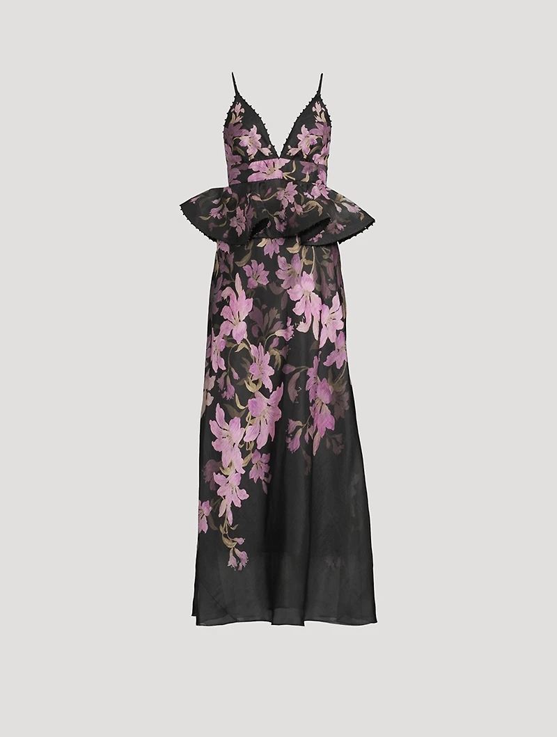 Dawning Peplum Maxi Dress Floral Print