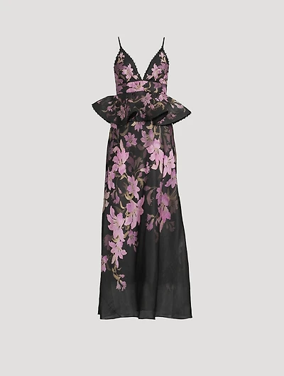 Dawning Peplum Maxi Dress Floral Print